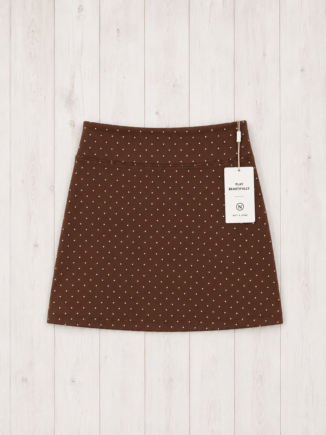 Chocolate and Bone Polka Dot Straight Skort