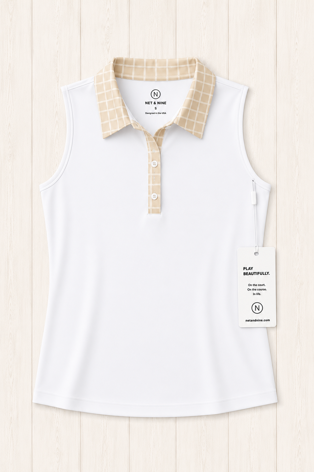 Cream Gingham Polo