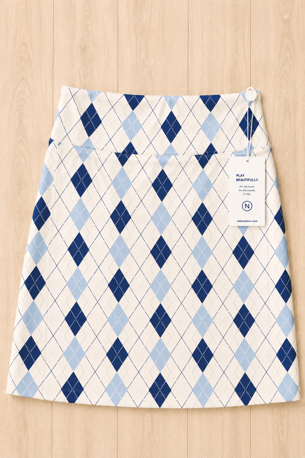 Cream Powder Blue Deep Navy Argyle Straight Skort