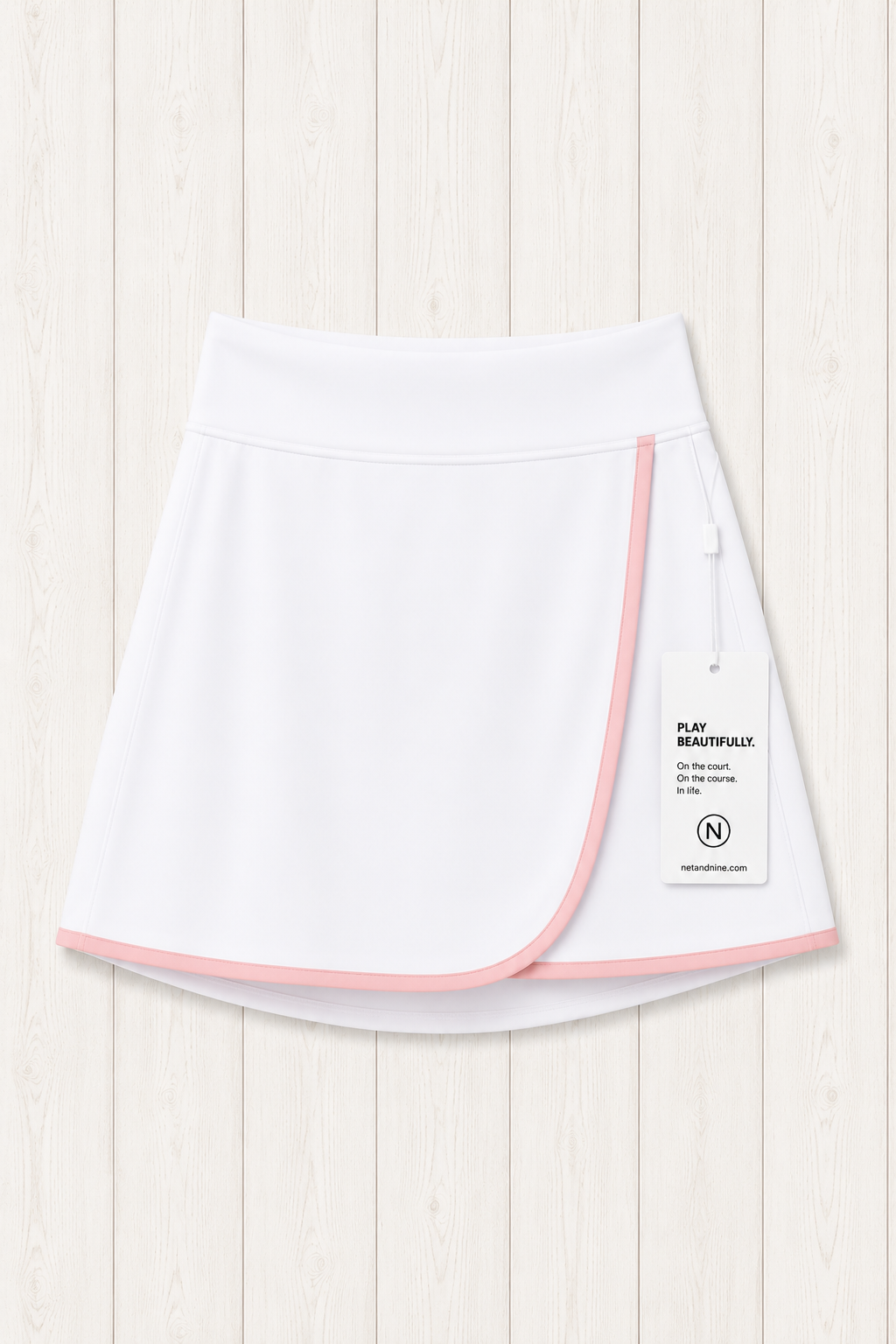 White and Soft Pink Solid Flap Skort