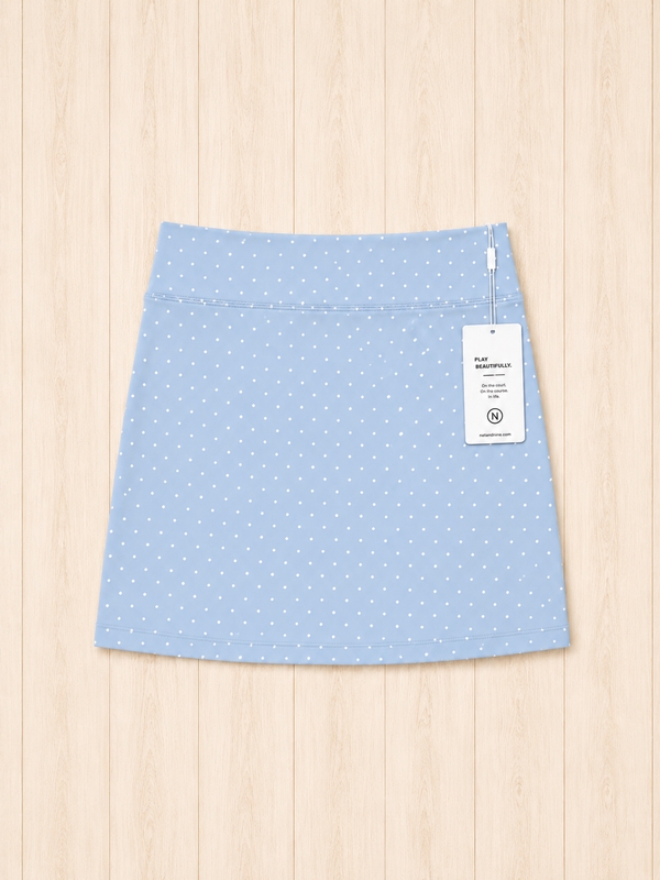 Powder Blue Polka Dot Straight Skort