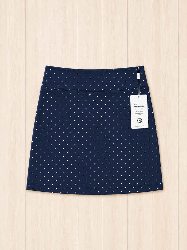 Deep Navy Polka Dot Straight Skort