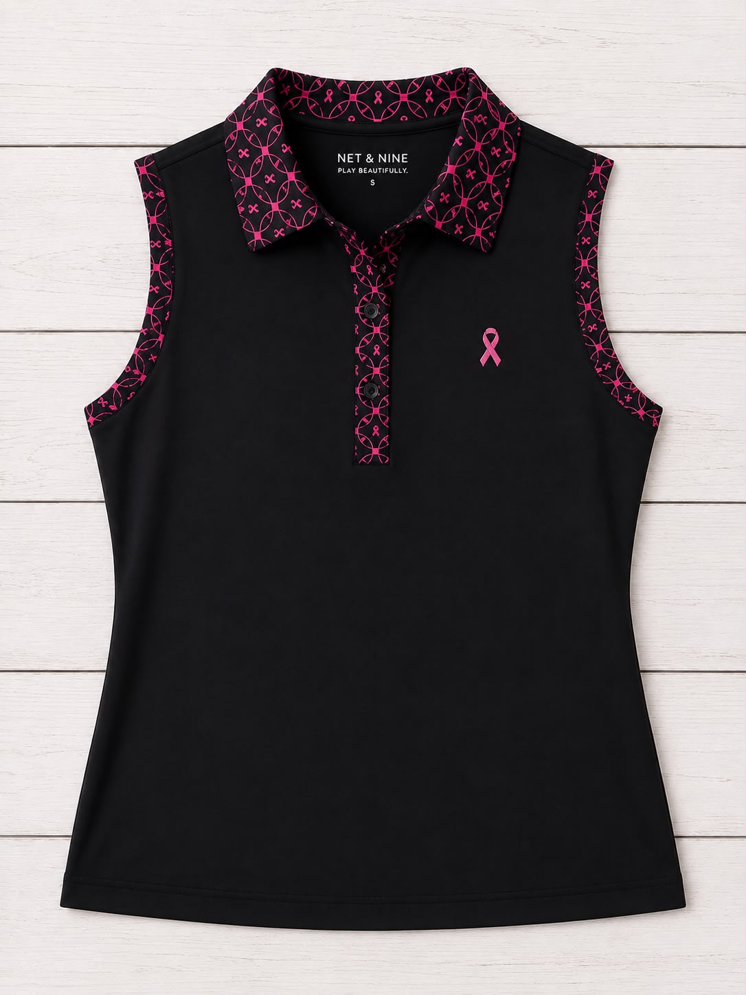 Black Pink Abstract Sleeveless Polo - Pink Out Edition