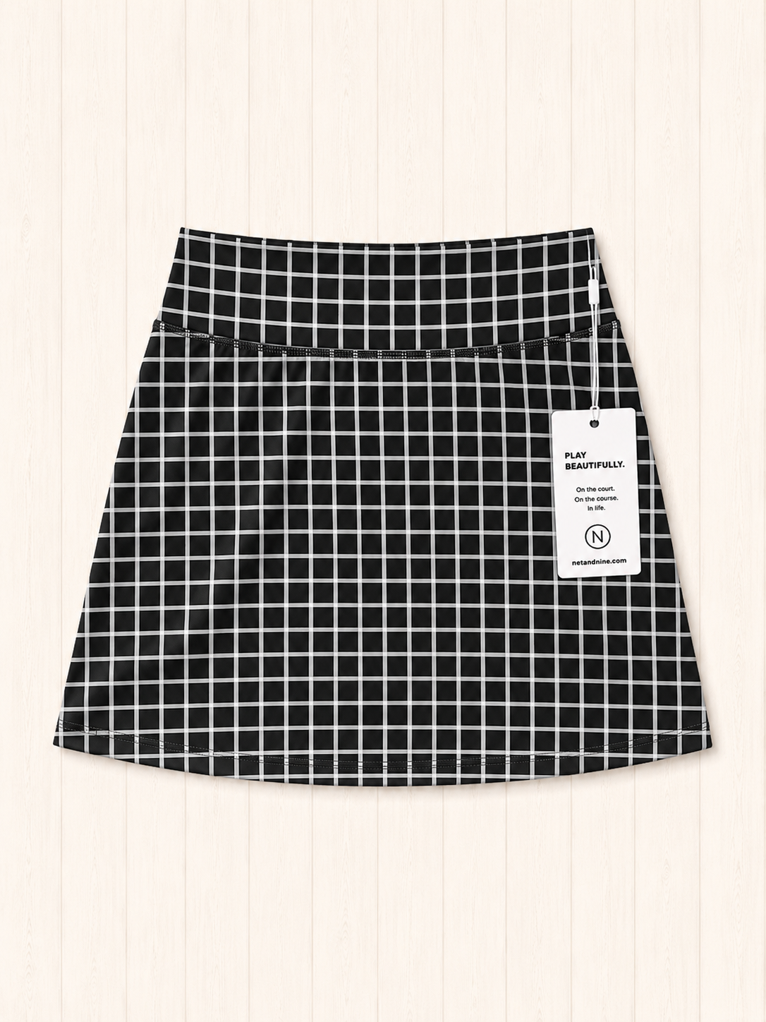 Black Gingham Straight Skort