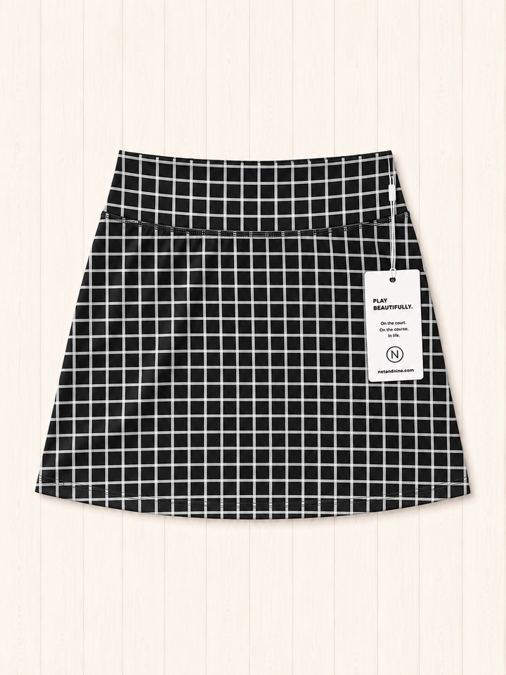 Black Gingham Straight Skort