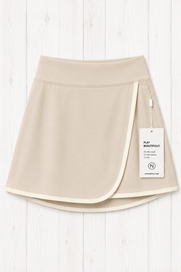 Cream Solid Flap Skort