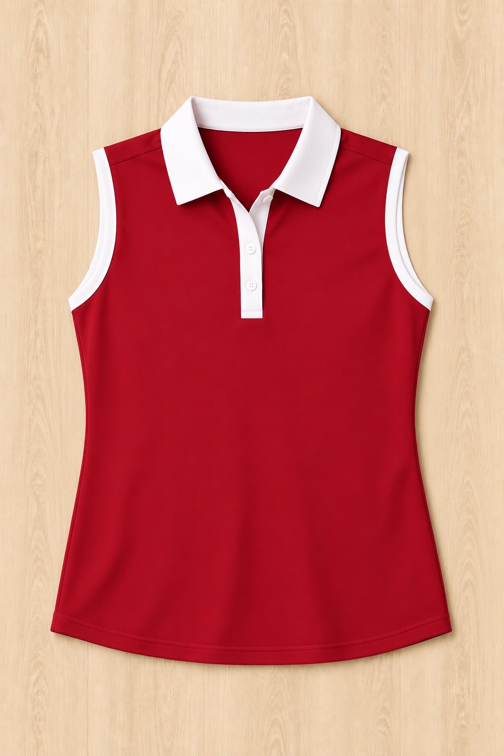 Cardinal Sleeveless Polo - White Trim