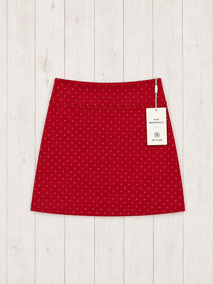 Cardinal and white Polka Dot Straight Skort