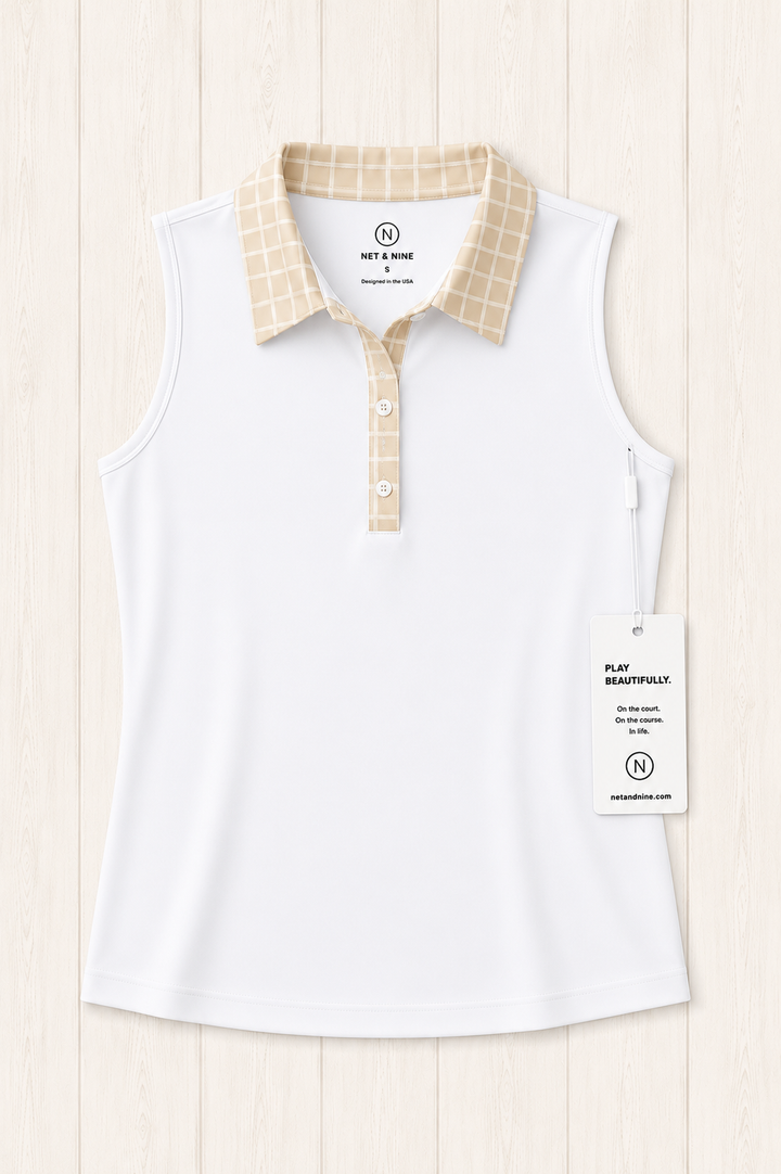 Cream Gingham Polo