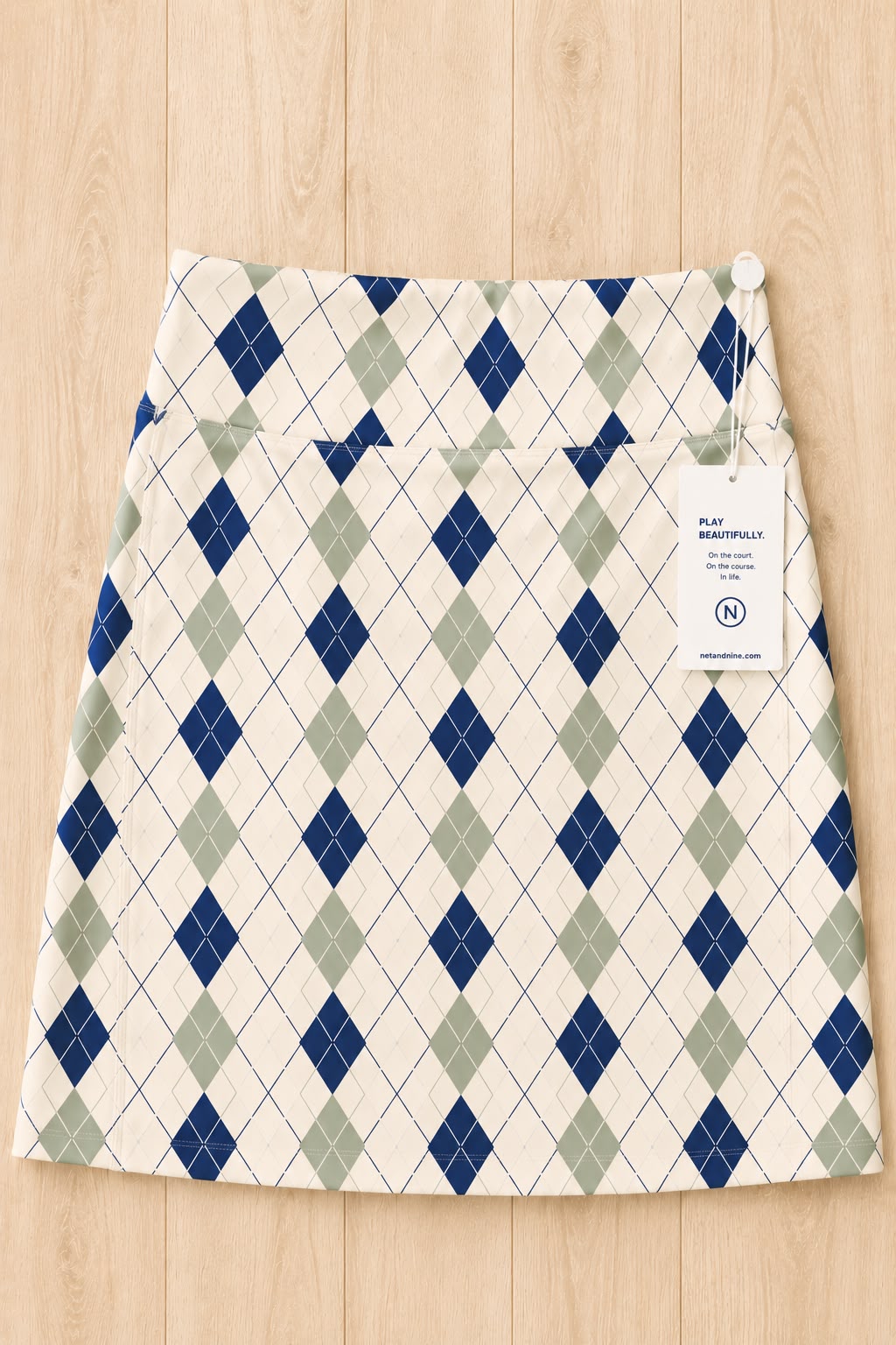 Cream Coastal Sage Deep Navy Straight Skort