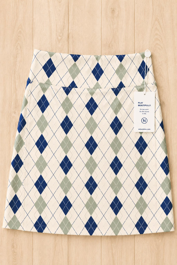 Cream Coastal Sage Deep Navy Straight Skort