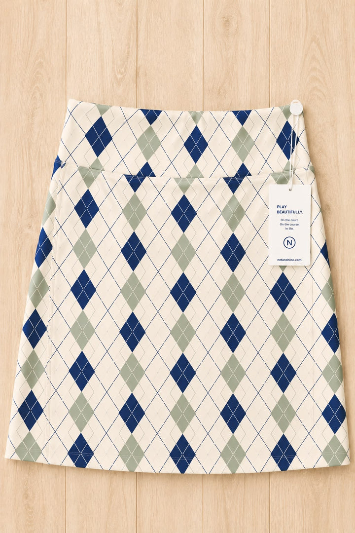 Cream Coastal Sage Deep Navy Straight Skort