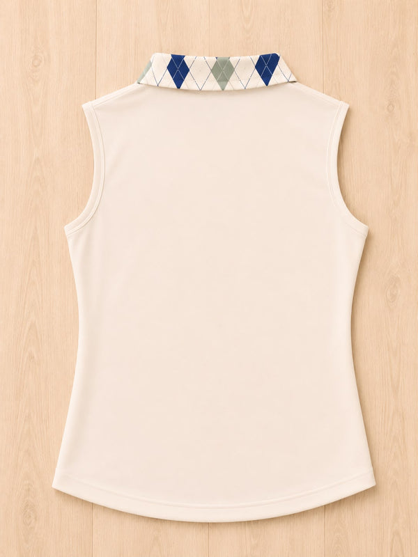 Cream Coastal Sage Deep Navy Argyle Polo