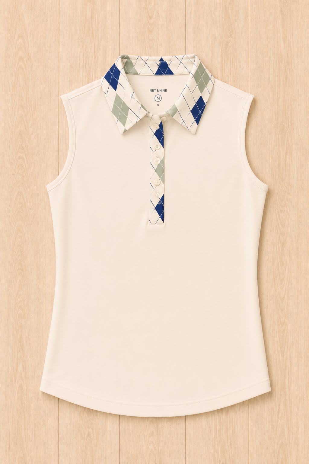 Cream Coastal Sage Deep Navy Argyle Polo