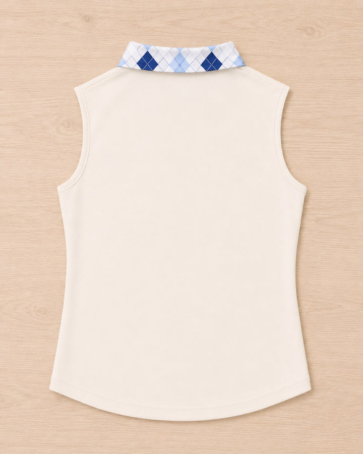 Cream Powder Blue Deep Navy Argyle Polo