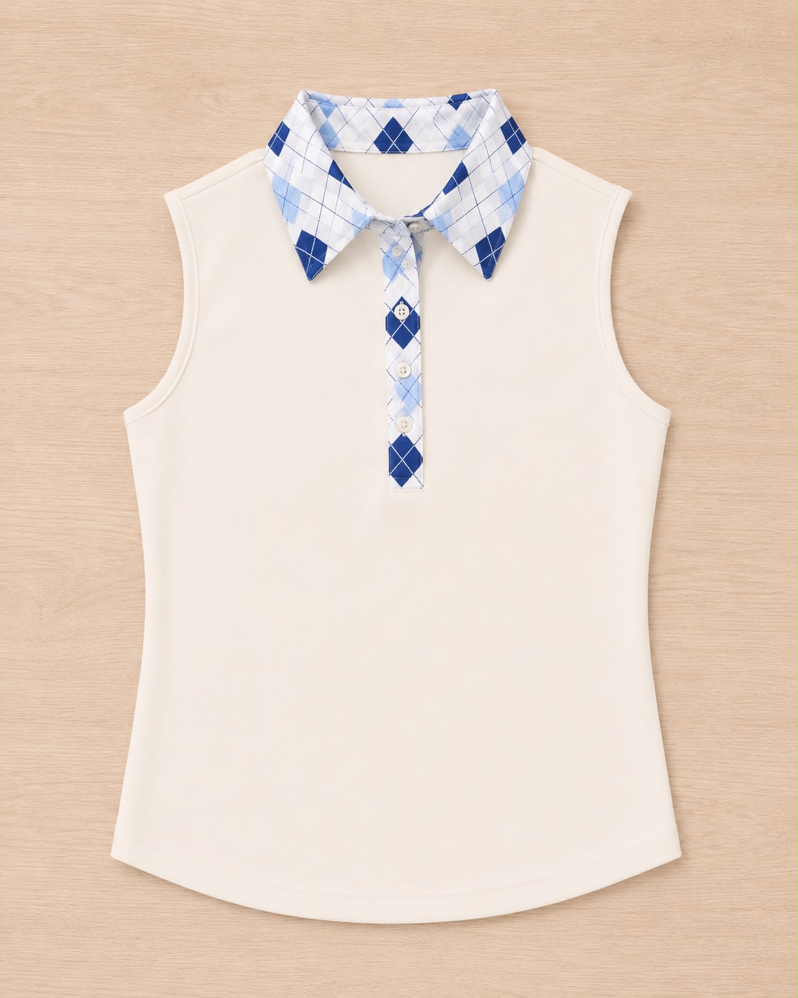 Cream Powder Blue Deep Navy Argyle Polo