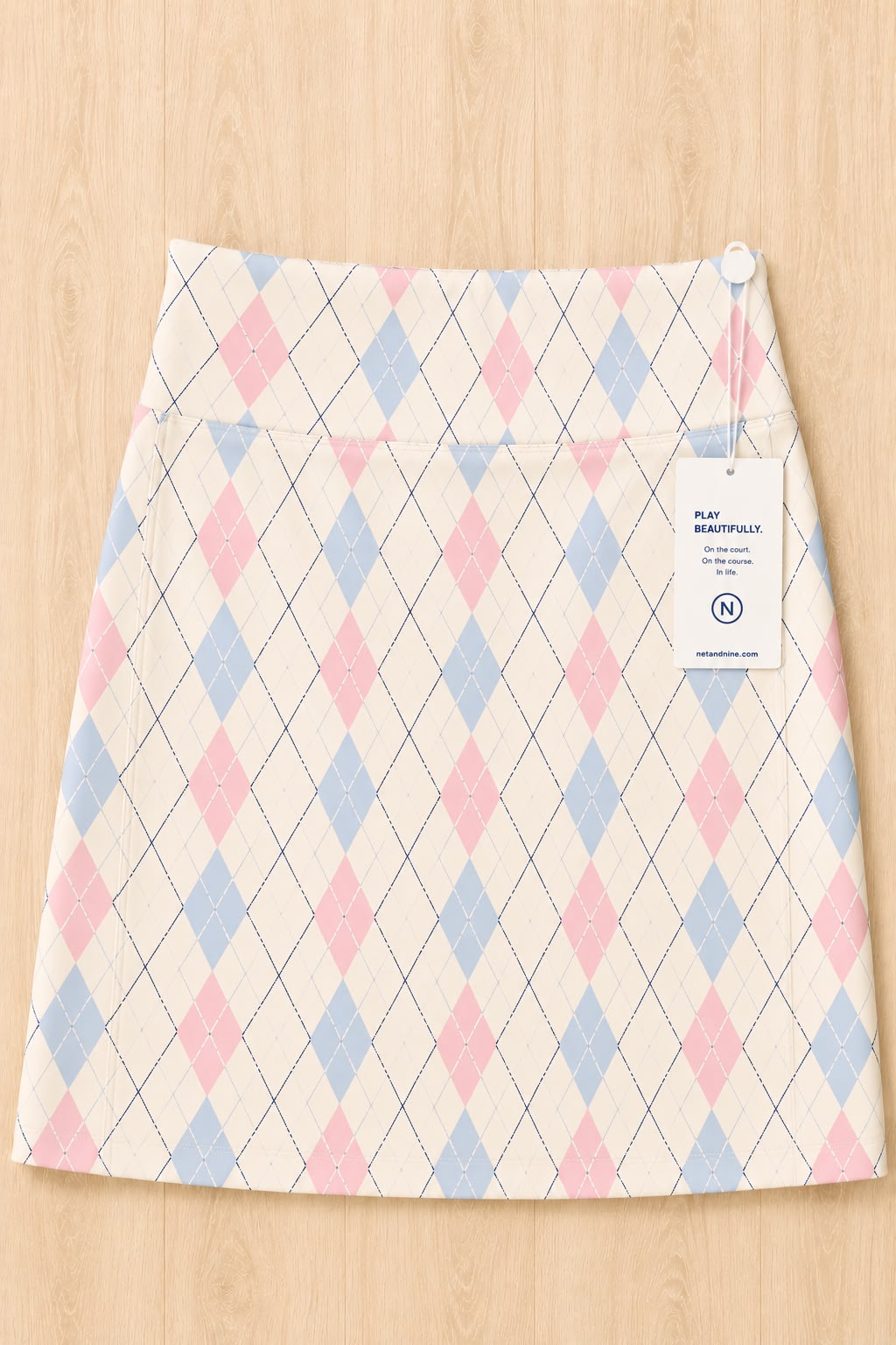 Cream Soft Pink Powder Blue Argyle Straight Skort