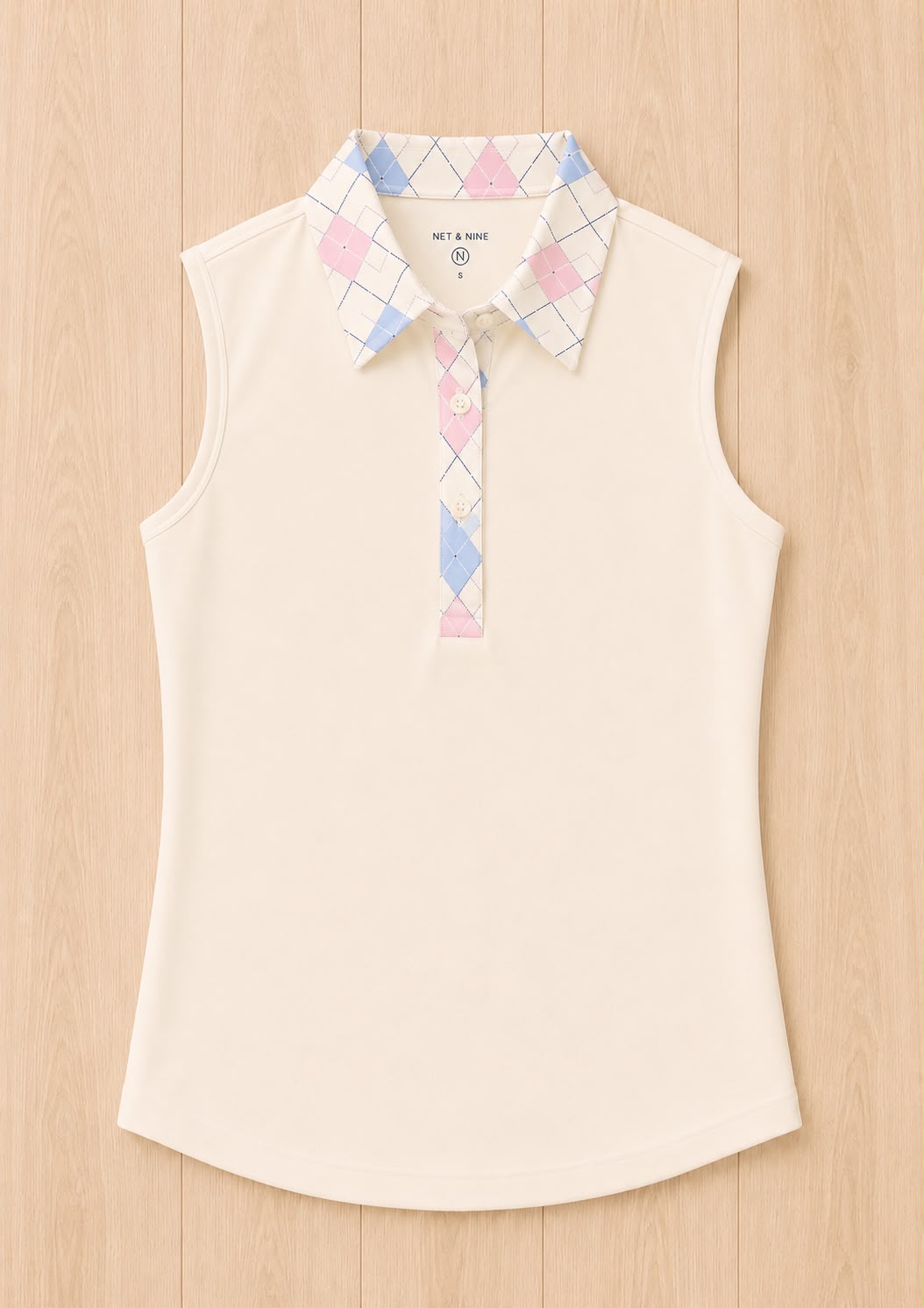 Cream Soft Pink Powder Blue Argyle Polo