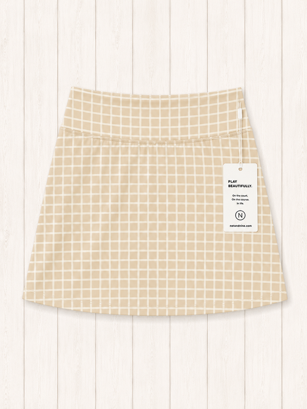 Cream Gingham Straight Skort