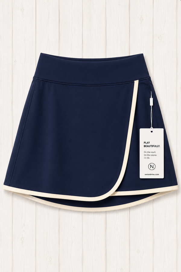 Deep Navy Solid Flap Skort