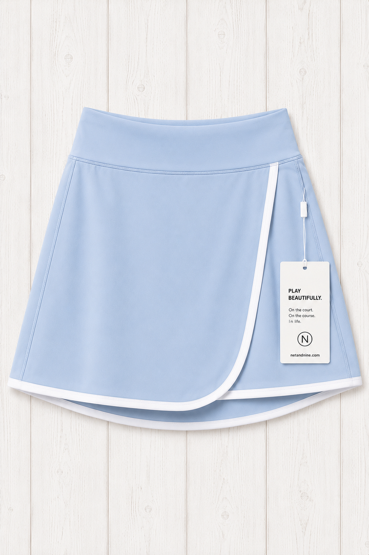 Powder Blue Solid Flap Skort