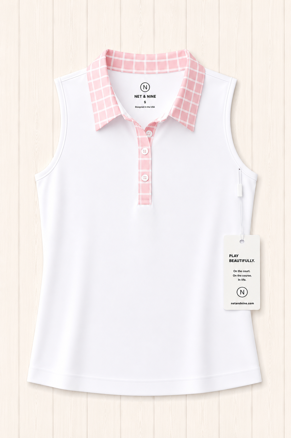 Soft Pink Gingham Polo
