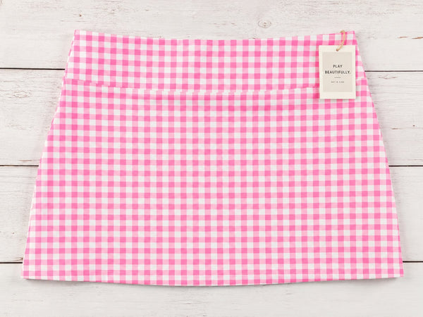 Pink White Gingham Straight Skort - Pink Out Edition