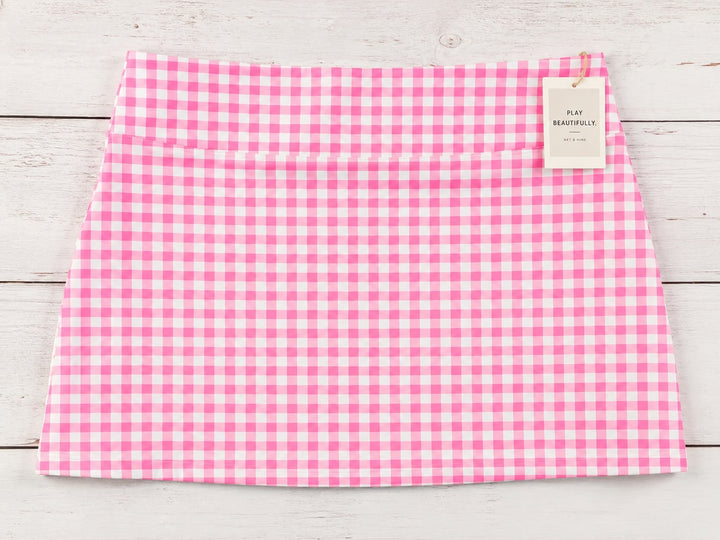 Pink White Gingham Straight Skort - Pink Out Edition