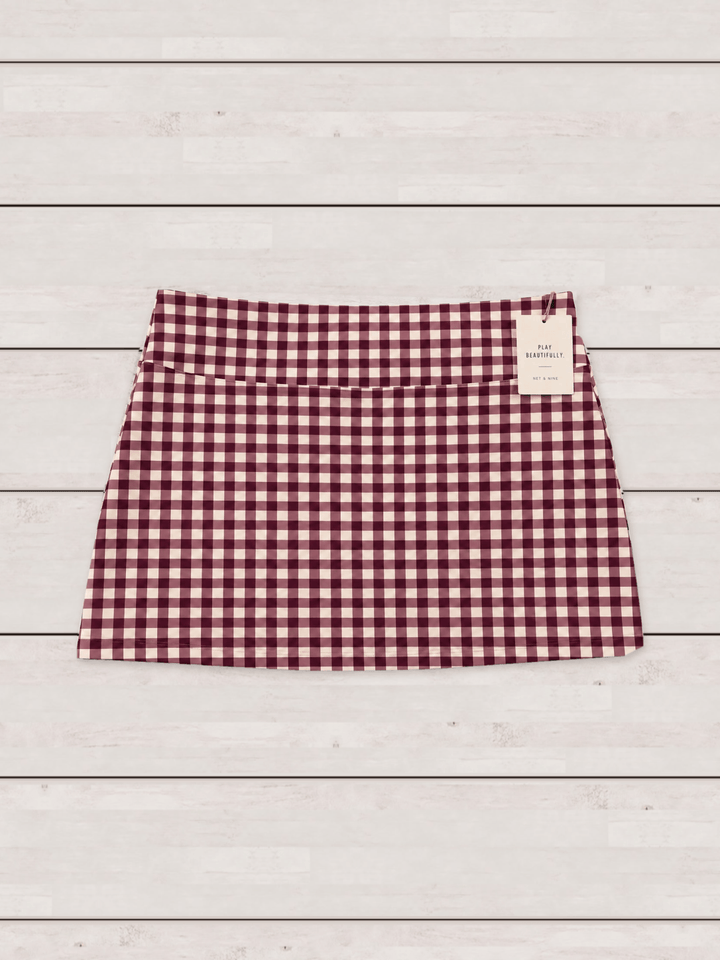 Plum White and Bone Straight Skort