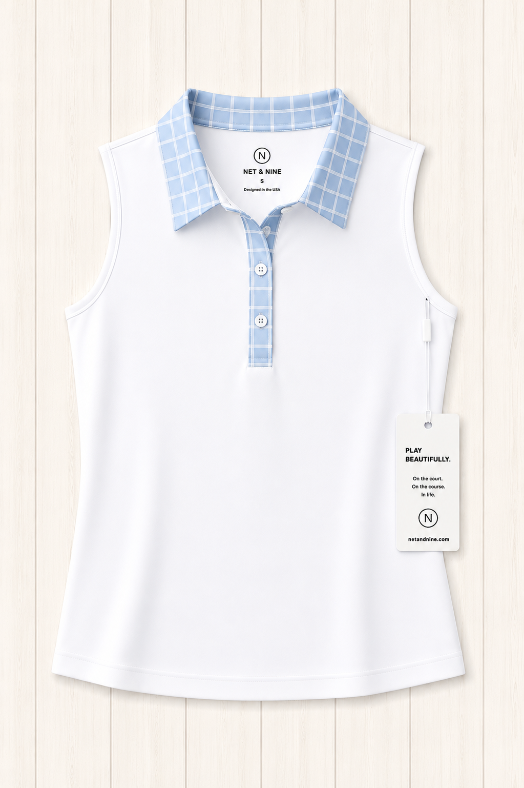Powder Blue Gingham Polo