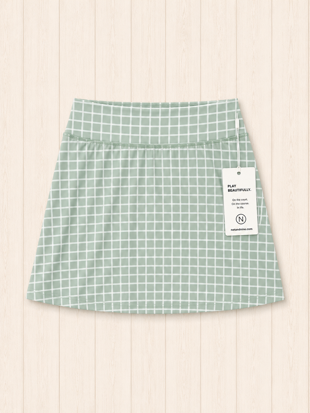 Coastal Sage Gingham Straight Skort