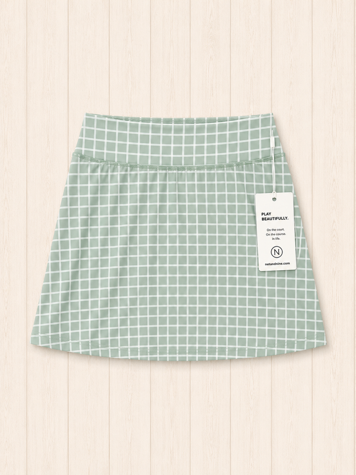 Coastal Sage Gingham Straight Skort