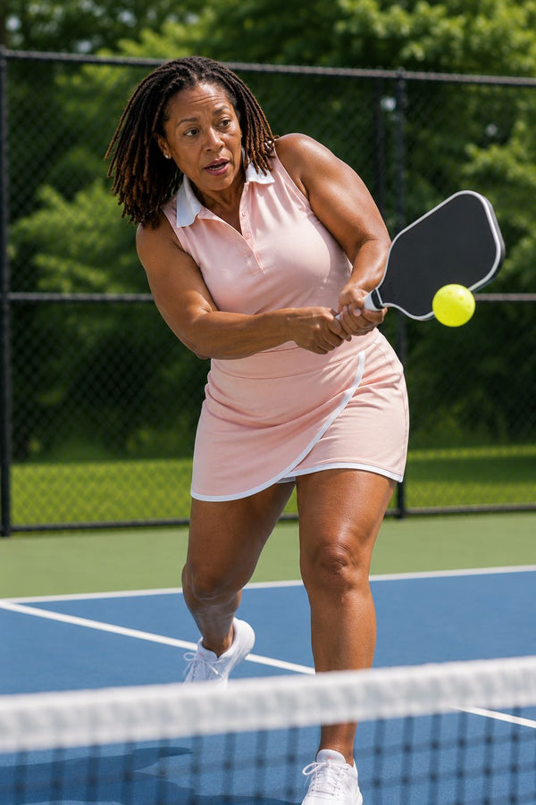 Solid Soft Pink Wrap Skort - White Trim