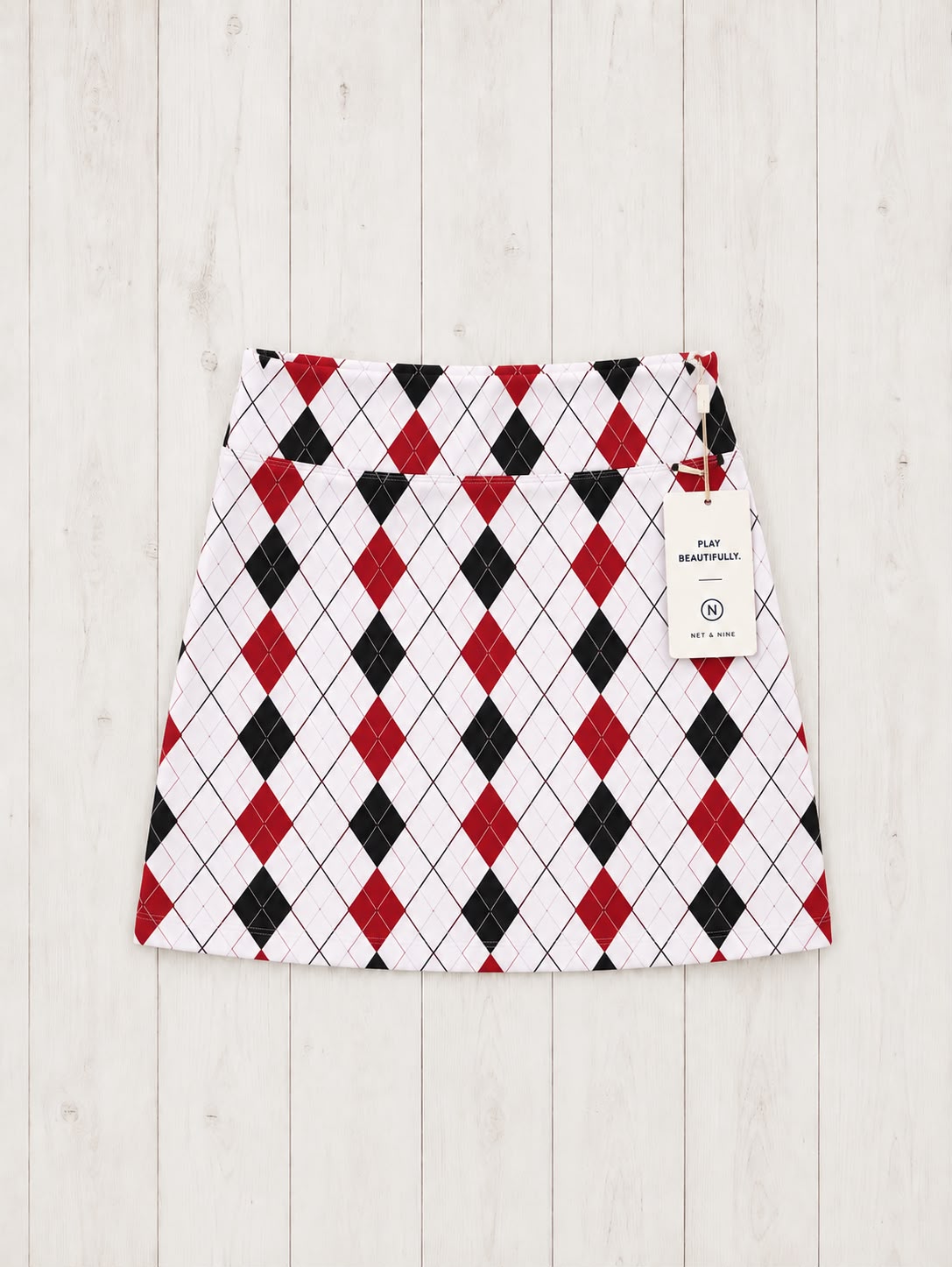 White Cardinal Black Argyle Straight Skort