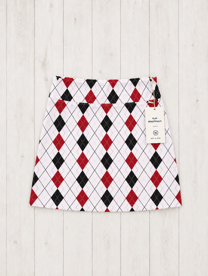 White Cardinal Black Argyle Straight Skort