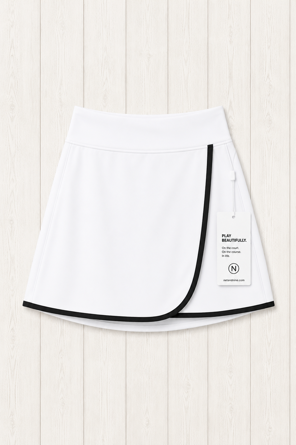 White and Black Solid Flap Skort