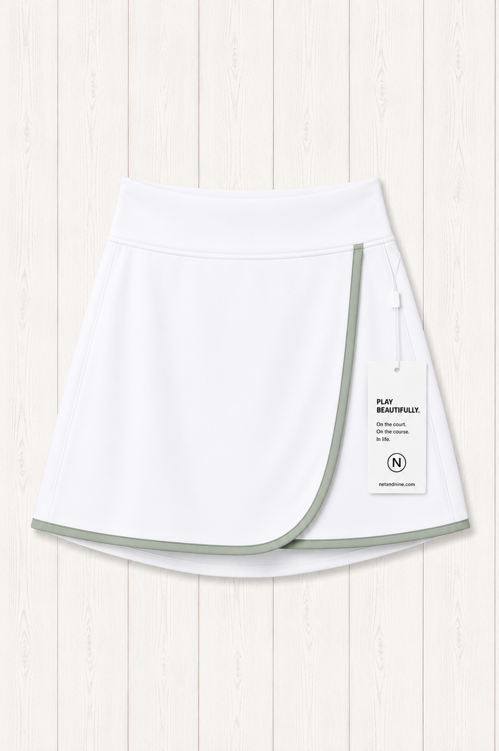 White and Coastal Sage Solid Flap Skort