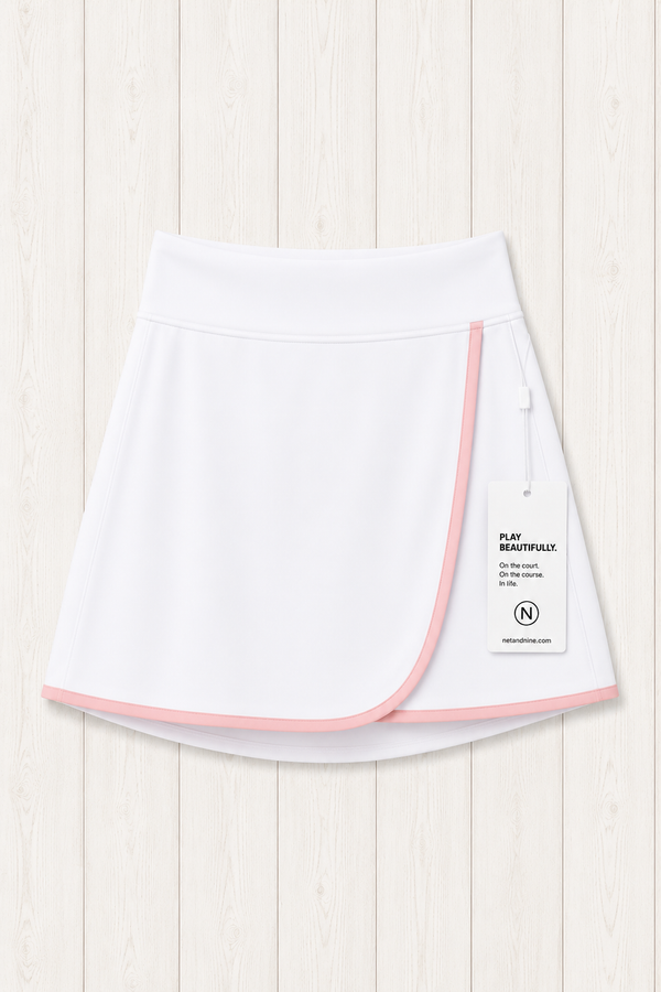 White and Soft Pink Solid Flap Skort